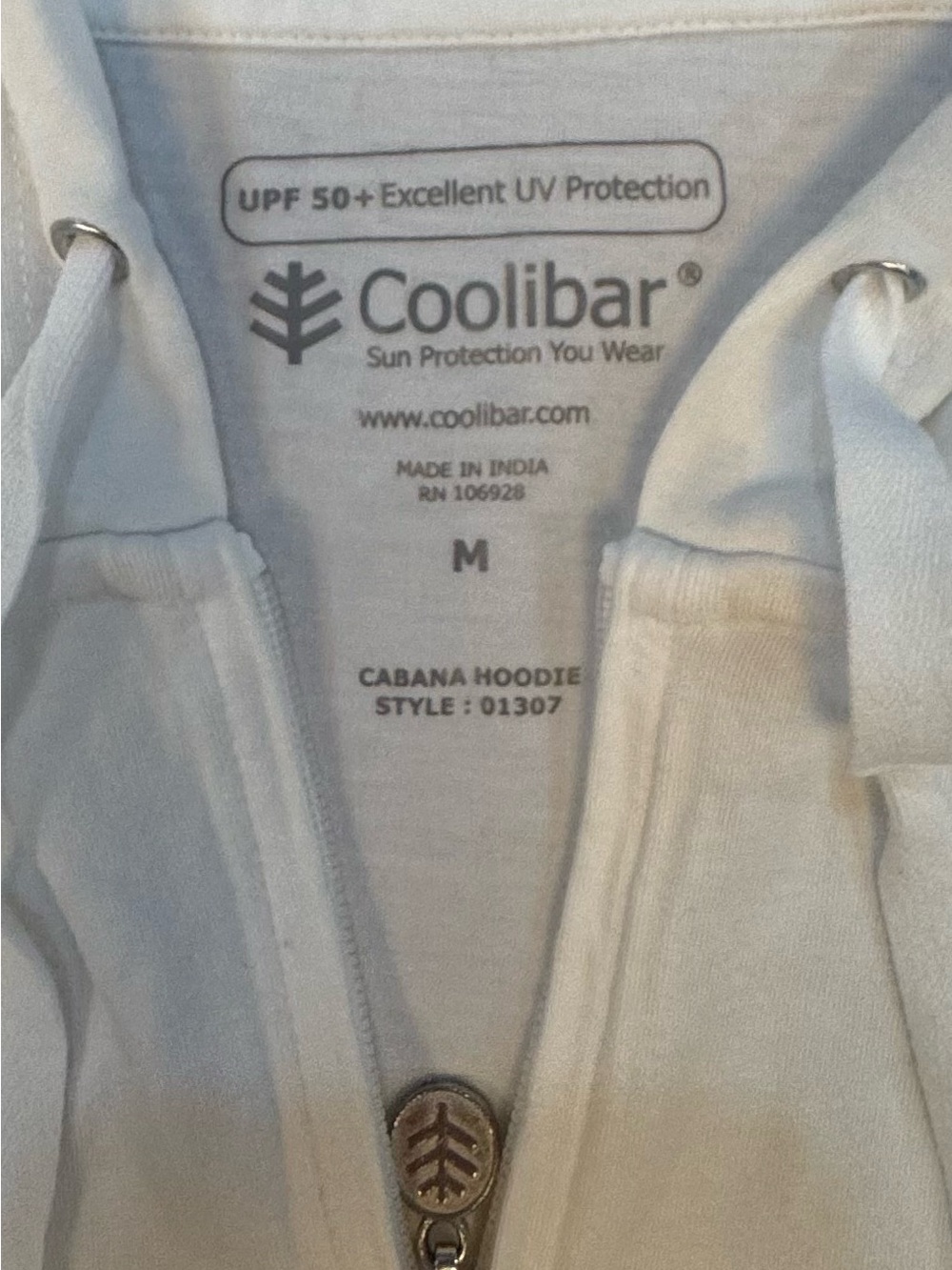 Coolibar Women’s Long Cabana Hoodie in White With Sun Protection UHF 50 Size M